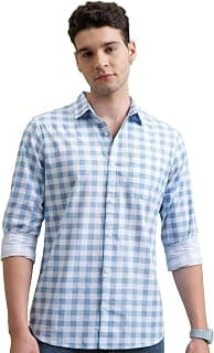 Highlander Men's Slim Fit Checks Shirt | Full Sleeves | Regular Collar | Casual Shirts for Men