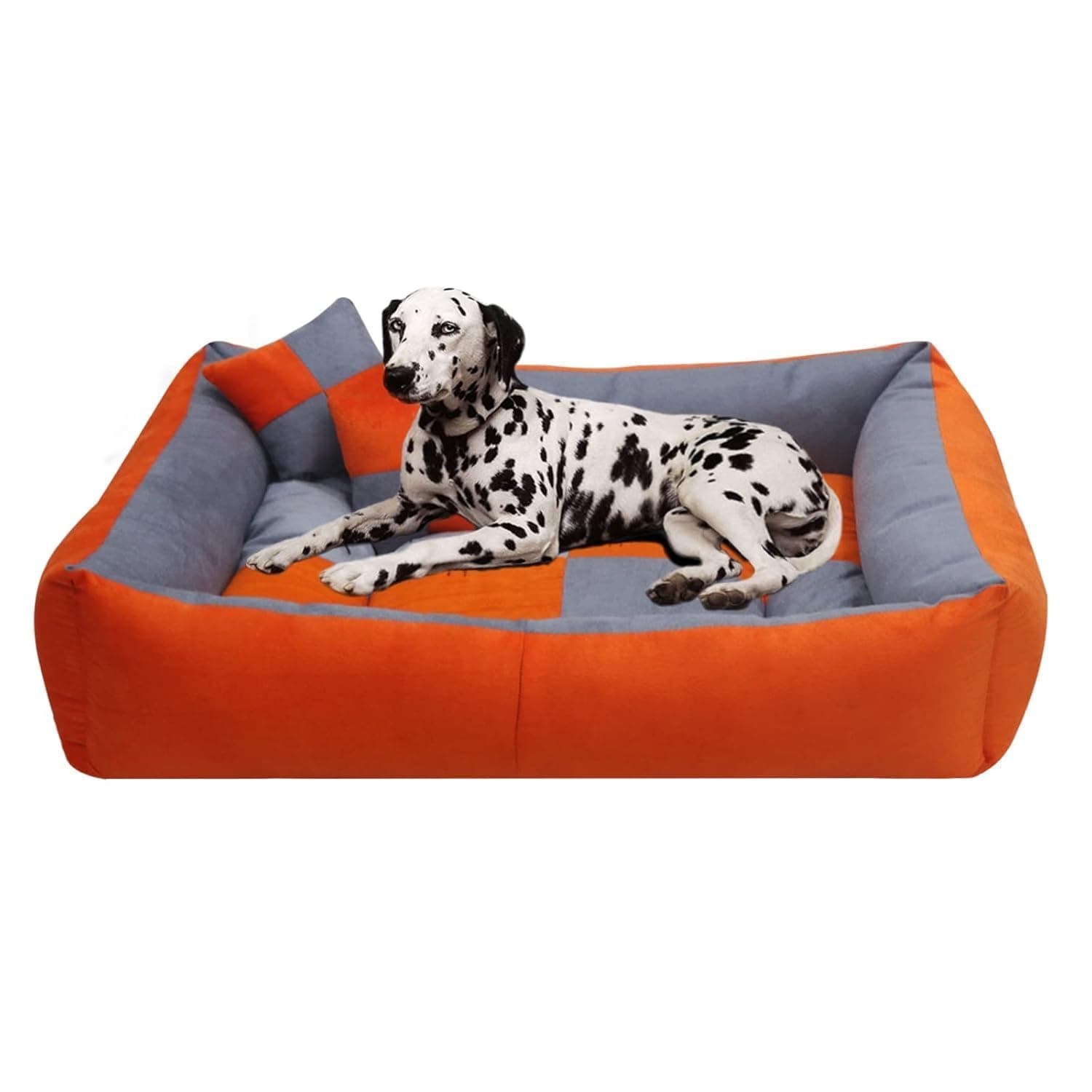 UNIQUE PET COLLECTION Soft Washable Reversible Dog Bed – Small Size – Cushion Pillow for Dogs, Cats, Puppies, Rabbits – Orange & Grey
