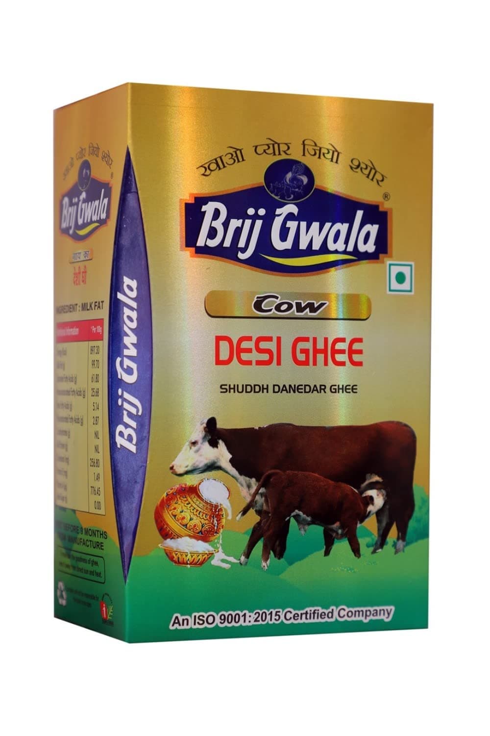 BRIJ GWALA Desi Cow Ghee |Made Traditionally From Curd |Pure Cow Ghee for Better Digestion and Immunity | 1 ltr tetra-1