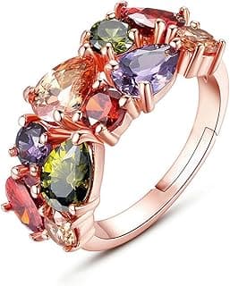Yellow Chimes Sparkling Colors Flowerets Vine Swiss Cubic Zirconia 18K Rose Gold Plated Sparkling Ring for Women by YELLOW CHIMES … …