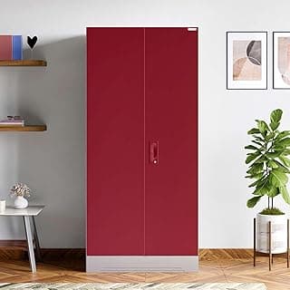 Interio by Godrej Slimline 2 Door Steel Almirah with Locker in Textured Carmine Red