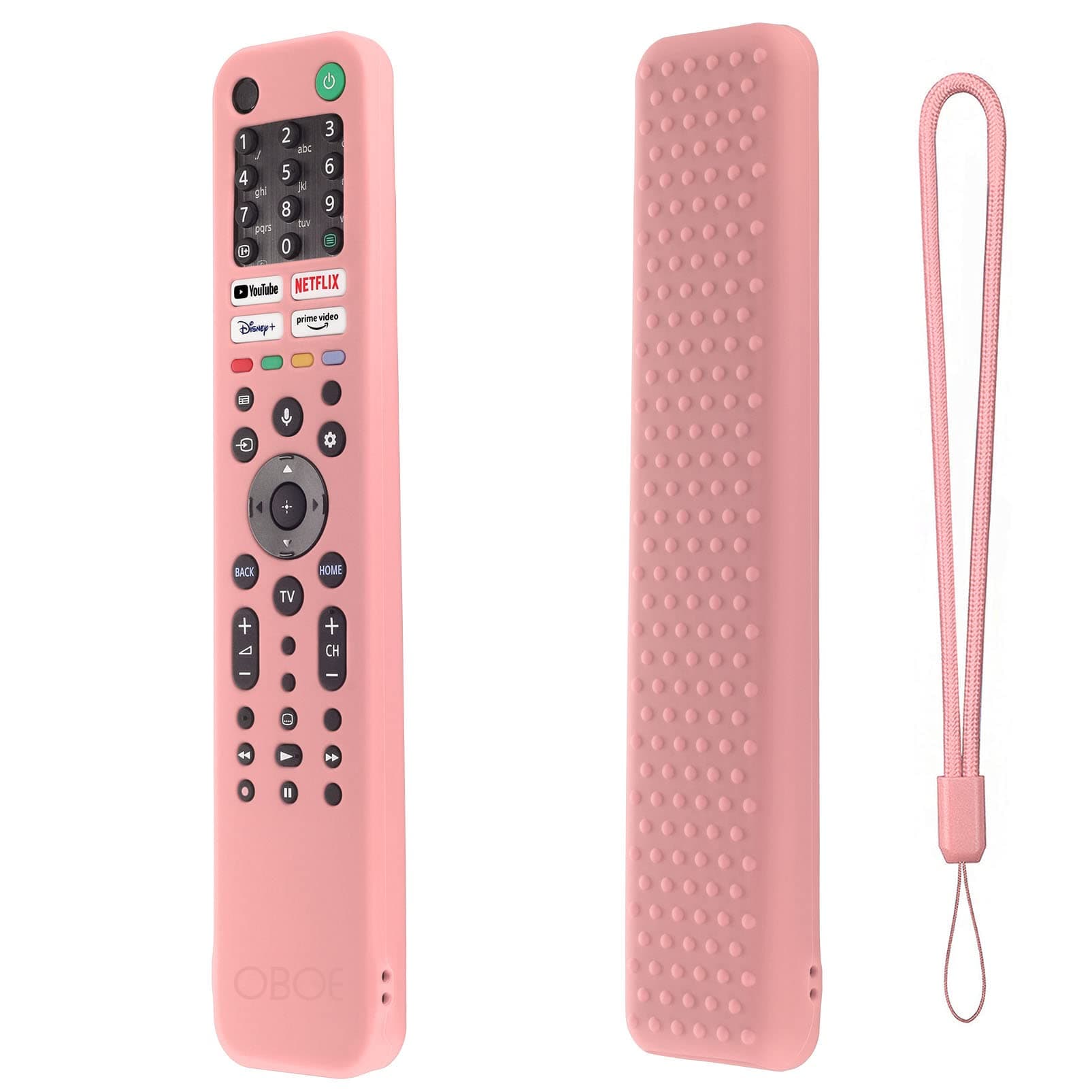 Oboe Silicone Full Wrap RMF-TX520P Remote Case for Sony Smart Tv Voice Remote A80J X80J X85J X90J X95J Shockproof Protective Remote Cover with Remote Loop (Pink)