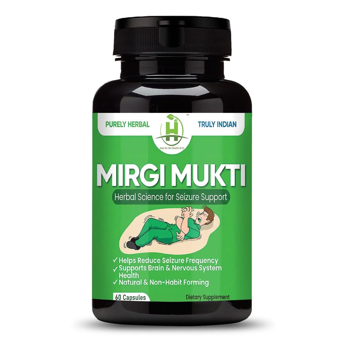 Healthy Nutrition Mirgi Mukti Herbal Capsules | Brain & Nervous System Support Supplement | Herbal Extract Blend with Bacopa, Skullcap & Valerian | Non-Habit Forming | 60 Capsules