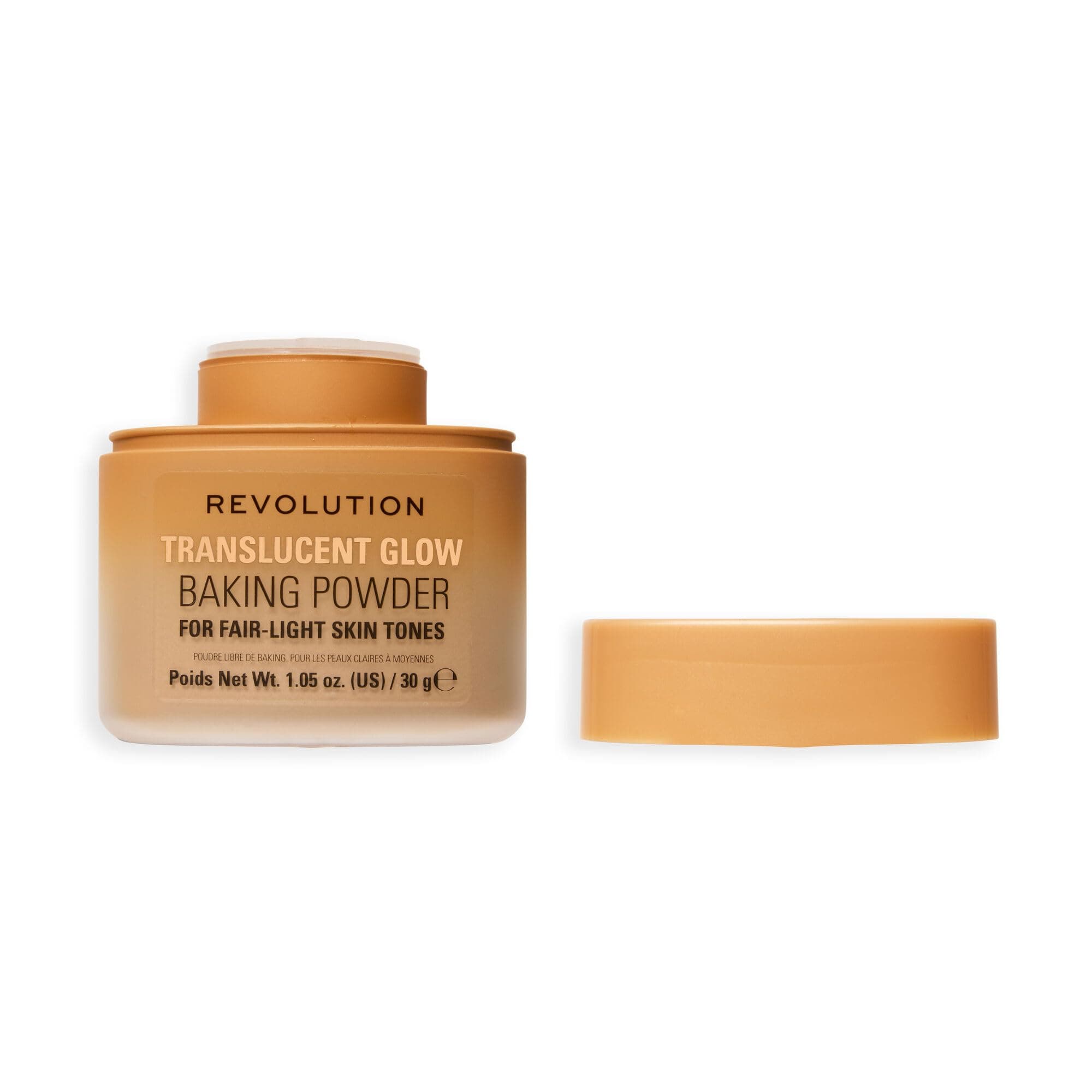 Makeup Revolution Translucent Glow Loose Baking Powder Fair to Light, Lightweight Radiant Setting Powder, Brightening & Blurring Formula, Long-Lasting Glow Finish, 30g