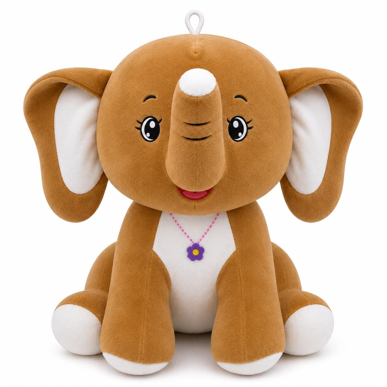 Coolet broun Elephant Plush Soft Toy for Kids, 50 cm | Cute Stuffed Animal with Embroidered Eyes & Flower Pendant | Ultra Soft, Washable, Huggable Teddy Gift for Boys & Girls (broun)