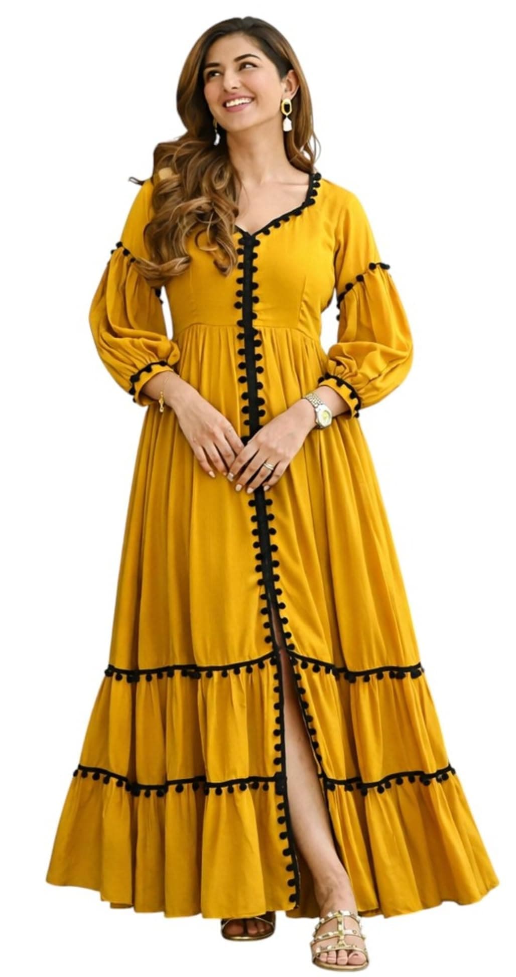 BLACK TEETAR Women's Casual Midi Maxi Long Western Dresses One Piece Dress for Women