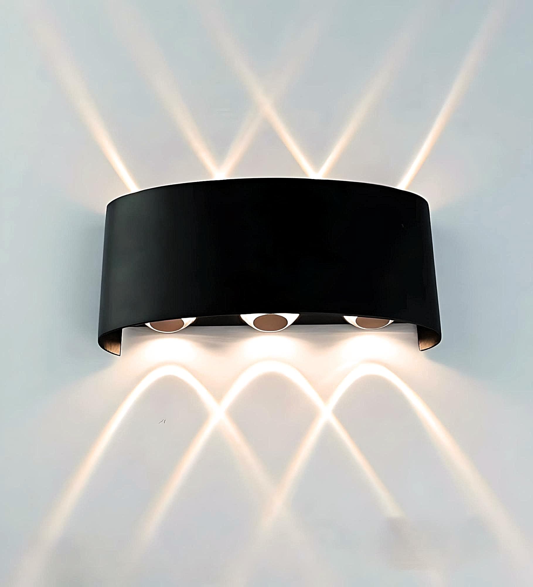 FILLISKA® Aluminium Led Indoor/Outdoor LED Wall Light, Ip-65 Rainproof & Shockproof Body (3Up 3Down Warmwhite Lazer)