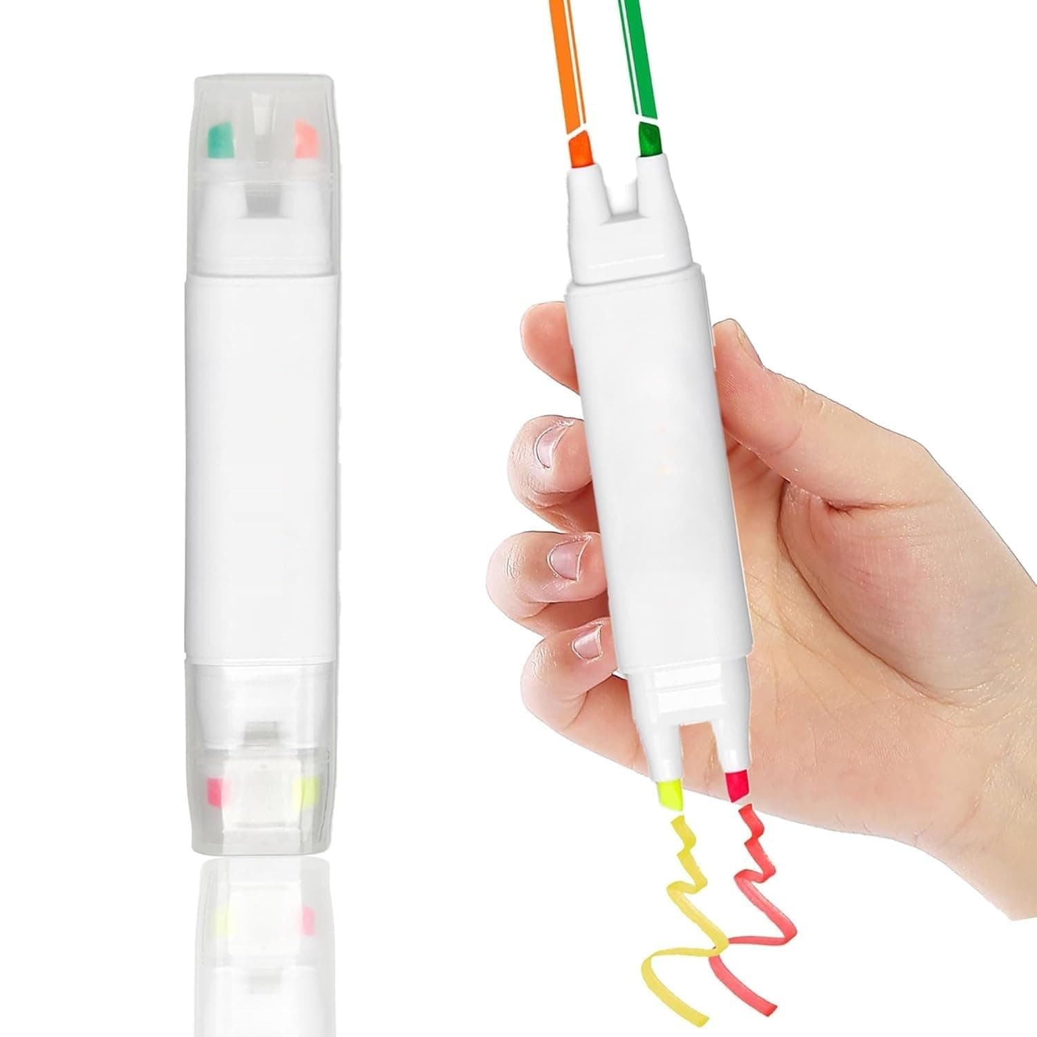 AccuPrints 4 in 1 Highlighter Marker Pens | 4-Color Pastel Chisel Tip Highlighter | No-Bleed Quick-Dry Water-Based Ink | for Fine & Broad Marking | Sketch Pen for Note Taking, School & Office