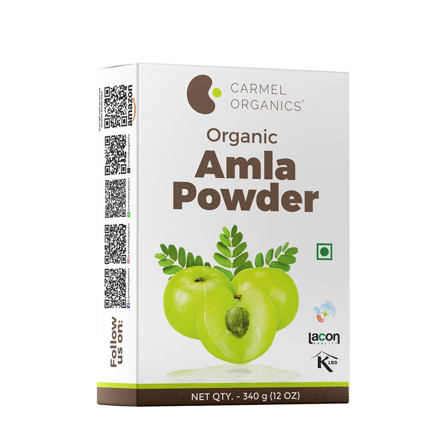 CARMEL ORGANICS Amla Fruit Powder 340 Grams | For Health and Hair Care, Jaivik Bharat Certified, Indian Gooseberries, No Added Preservatives, Nellikai/Usirikaya