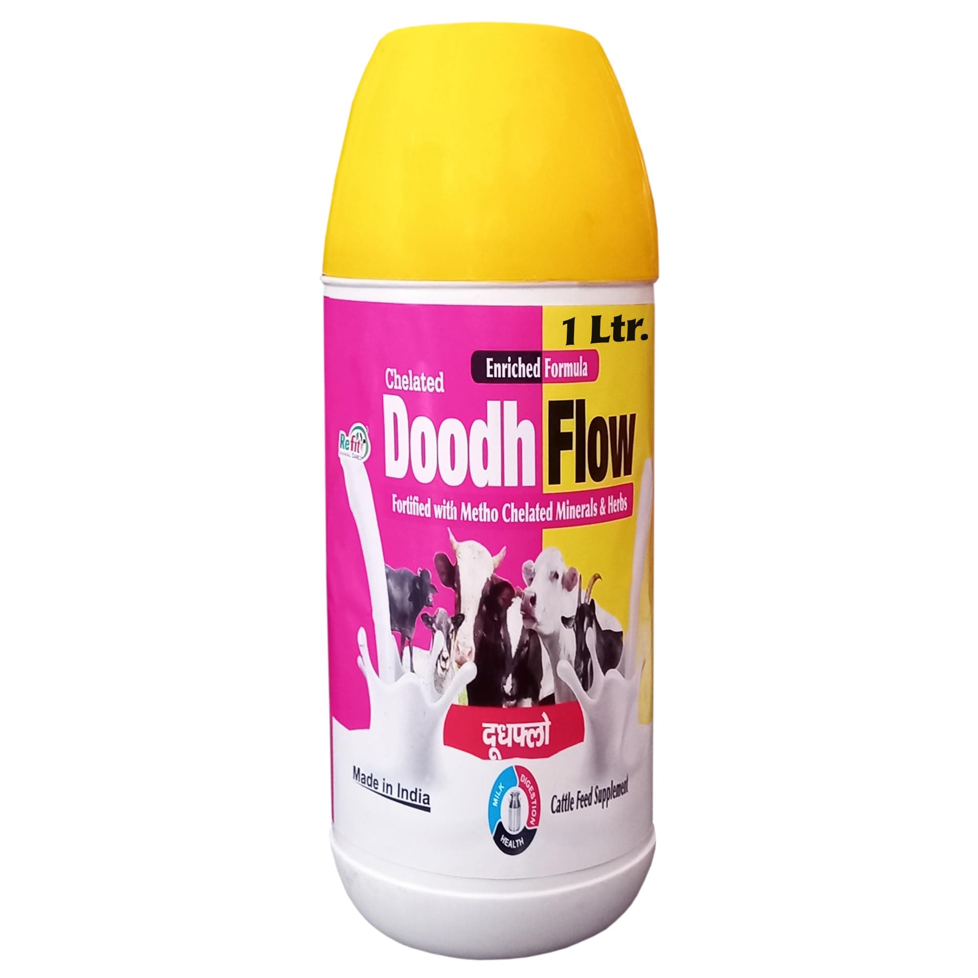 REFIT ANIMAL CARE Triple Strength Chelated Liquid Calcium for Cow, Buffalo, Goat, and Cattle, Doodh Flow, 1 Liter
