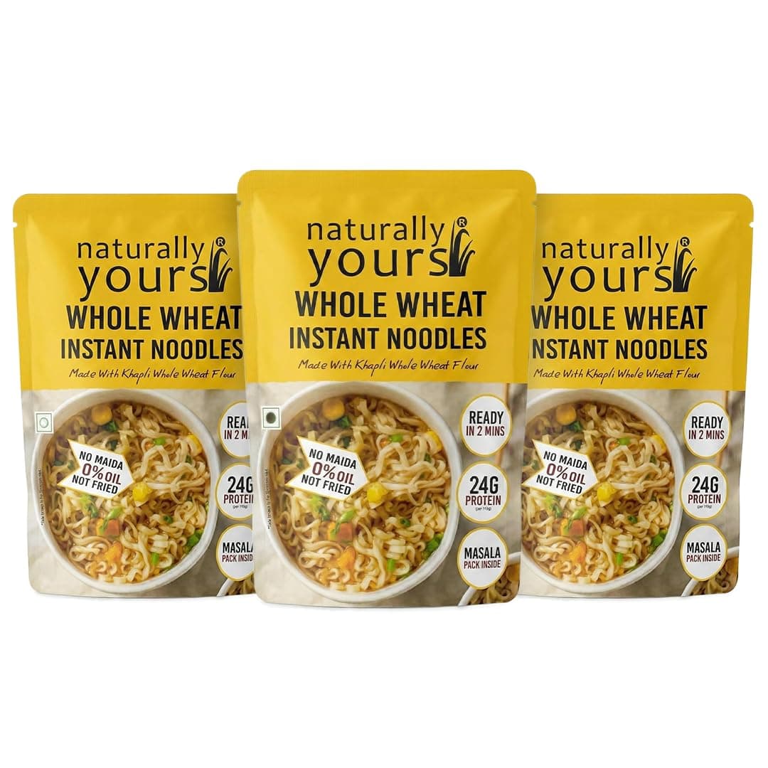 Naturally Yours Khapli Atta Whole Wheat Instant Noodles 175g | High Protein & Fiber | 100% Maida-Free | Healthy Meal | Non-Fried | No Onion No Garlic Jain-Friendly | Pack of 3