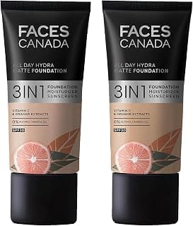 FACESCANADA All Day Full coverage Oil Hydra Matte Foundation & All Day Hydra Matte Foundation Pack Of 2