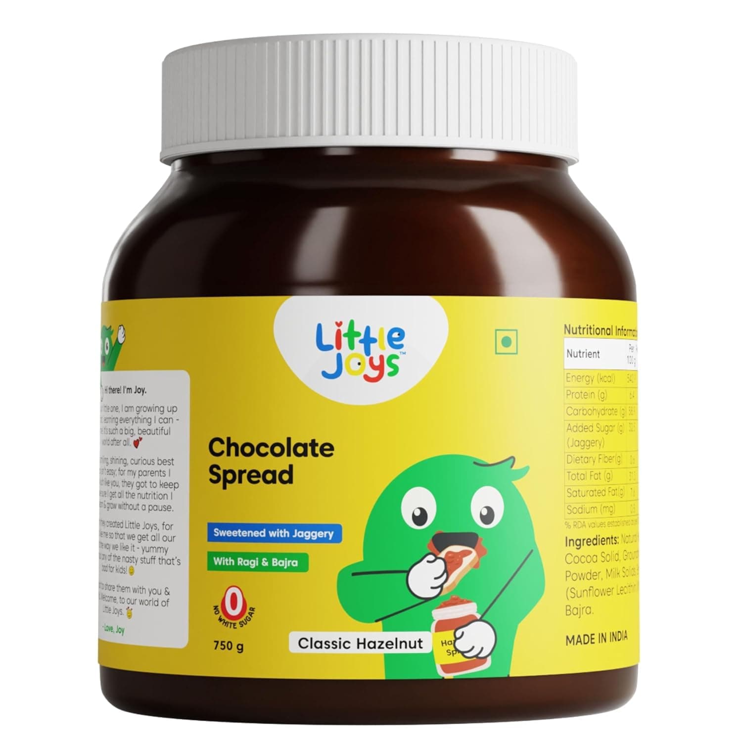 Little Joys Chocolate Spread | 750g | Sweetened with Jaggery | With Rich Hazelnut, Cocoa, Ragi & Bajra | No Refined Sugar, No Palm Oil, No Preservatives |