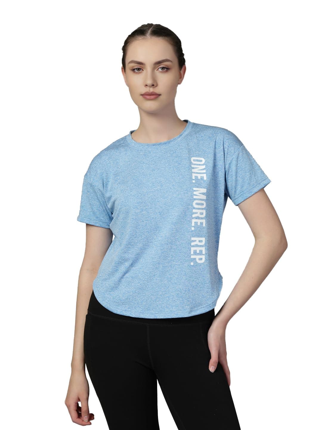 CHKOKKO Stylish Activewear Gym Tshirt for Women Workout Sports T Shirt | Womens Quick Dry Lightweight Breathable Printed Round Neck Half Sleeve Regular Fit Yoga and Training Top