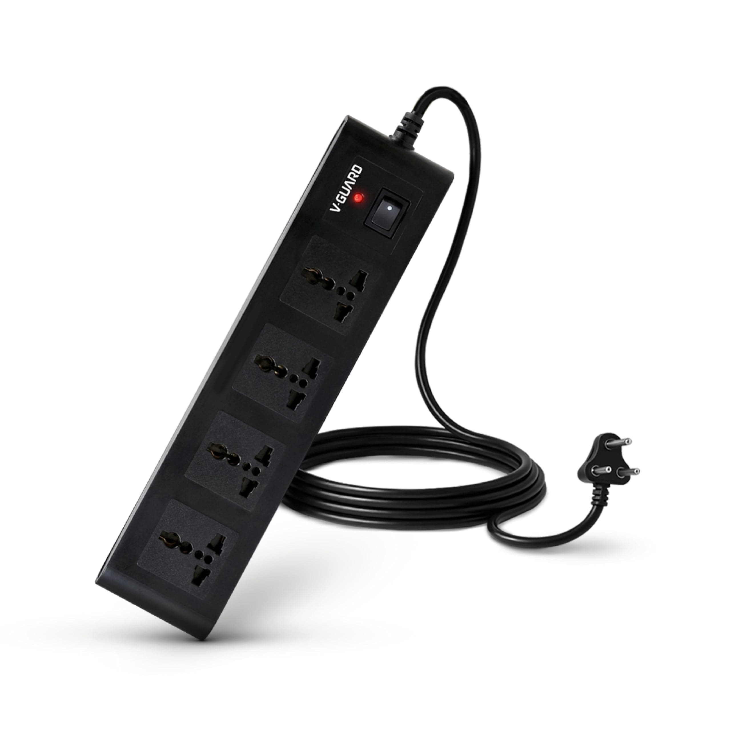 V-Guard Extension Board (MOV+Fuse) for Home & Office | 3m | 4 Sockets | Wall Mountable Power Strip, 1 Year Warranty, 6A 1500VA Load, Master Switch