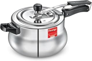 Prestige Nakshatra Pro Plus Svachh Aluminium Gas & Induction Compatible Spillage Control Inner Lid Pressure Cooker Handi 5L Silver