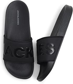 JACK & JONES JACK&JONES Men's Oversized Logo Print Pool Sliders