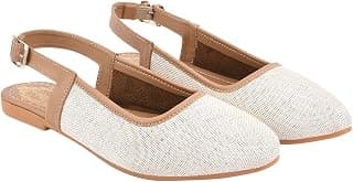 Shoetopia Women’s Slingback Ballet White Flats – Cap Closed Toe Casual Ballerina Shoes with Adjustable Back Strap & Cushioned Insole EU39
