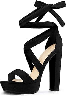 JM LOOKS Strappy Heels for Women Chunky Heels High Heeled Sandals with Lace Up Fahsion Casual Block Heel Sandals,