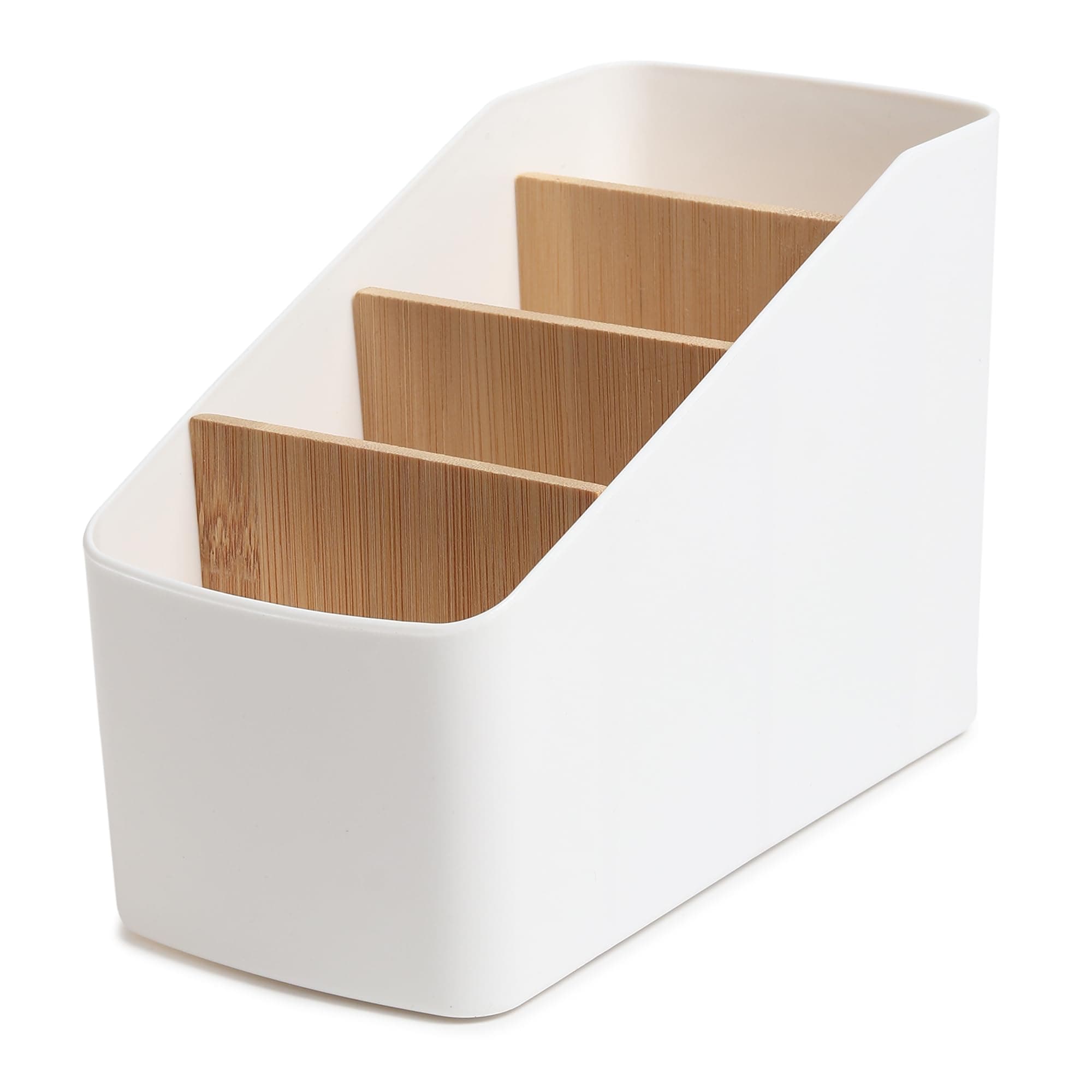 GadgetBite Remote Holder Office Desk Organiser Pen Holder Multifunctional Storage Box Organizer With 4 Storing Compartments For Pen Pencil AC TV Remote Notes and Cards - White