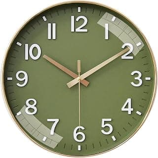Rylan Plastic Wall Clock 12" Silent Quartz Decorative Latest Wall Clock Non-Ticking Classic Clock Battery Operated Round Easy to Read for Room/Home/Kitchen/Bedroom/Office/School(Mehendi), Analog