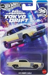 Hot Wheels Toy Car, Fast & Furious 70 Monte Carlo Custom 1:64 Scale Vehicle with Elevated Deco Execution, Die-Cast Car Seen in The Fast Movies (Yellow)