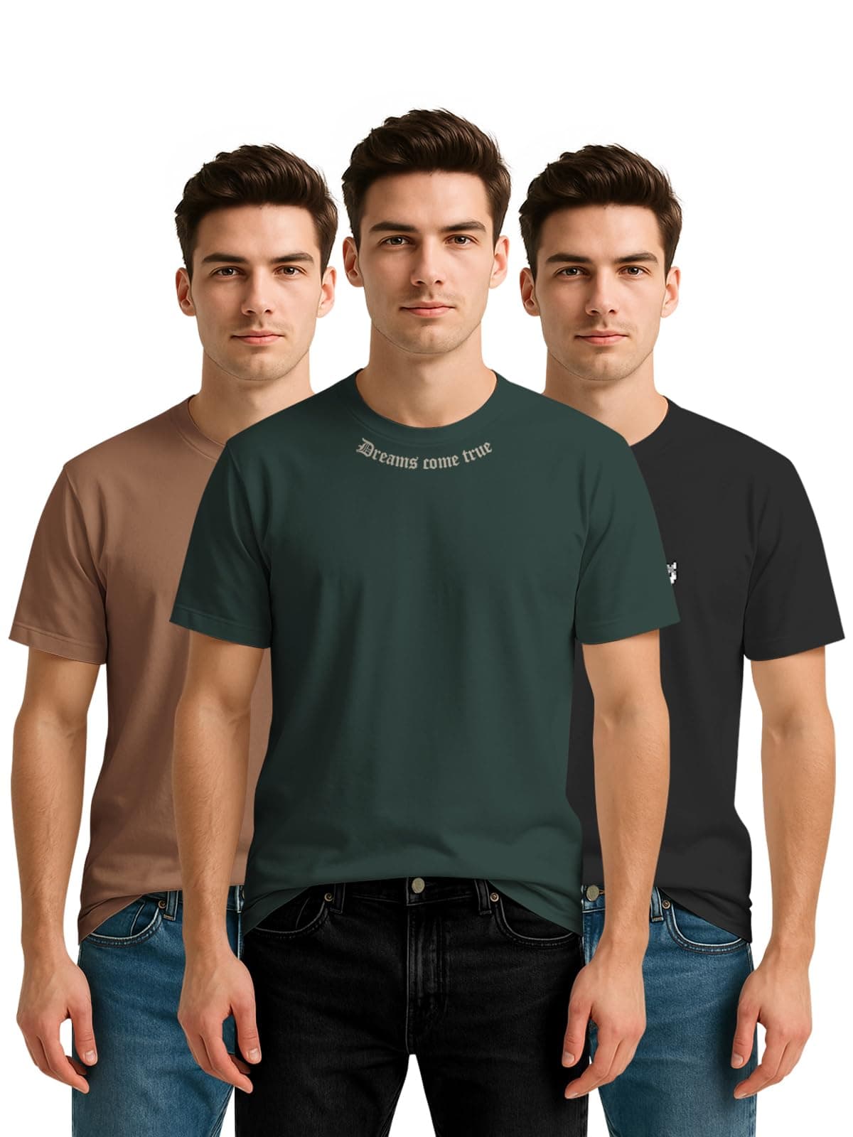 BULLMER Trendy Printed Round Neck Half Sleeve Tshirt for Men | Mens Crew Neck Tshirt - Pack of 2