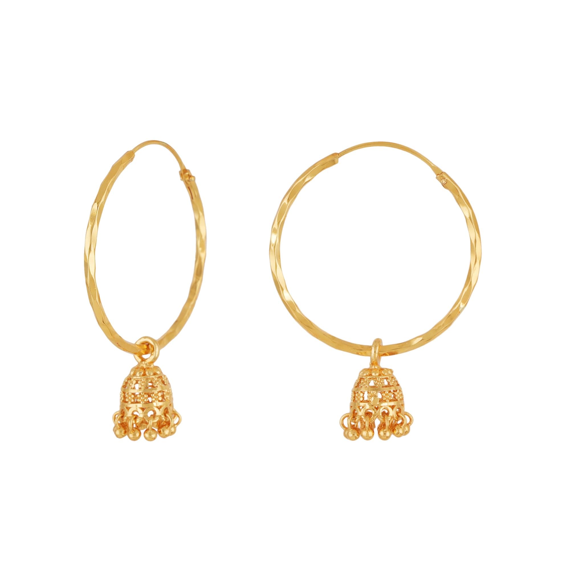 Shreyadzines Traditional Temple Jewellery 18k Gold Polish Ethnic South Indian Meenakari Ghungroo Jhumka Bali Earrings For Women