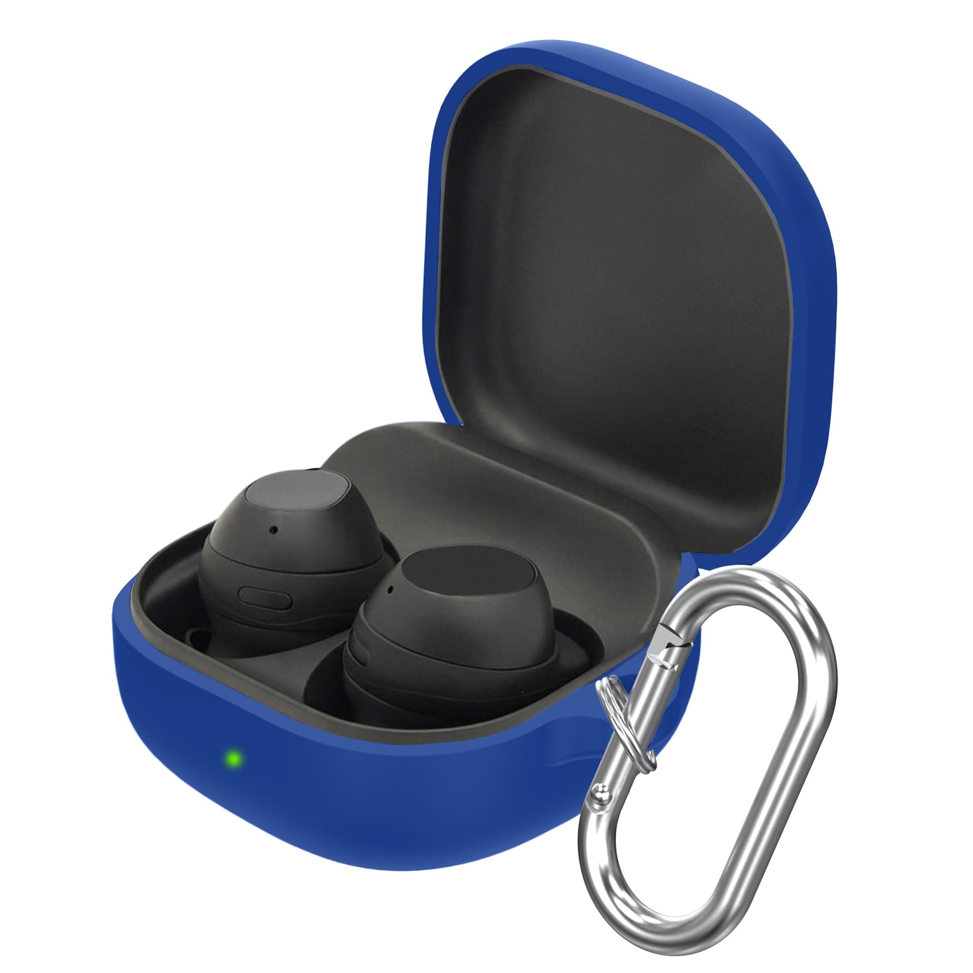 Sounce Silicone Case Cover for Samsung Galaxy Buds Core, Buds FE, Buds 2 Pro & Buds Pro, Shockproof Anti-Slip Protective Skin with Metal Carabiner Keychain, Lightweight Earbuds Cover (Blue)