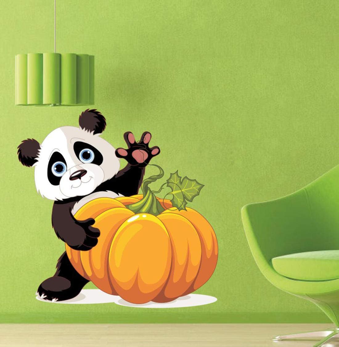 Ghar Kraft Panda with Pumpkin Wall Sticker for Kids Room
