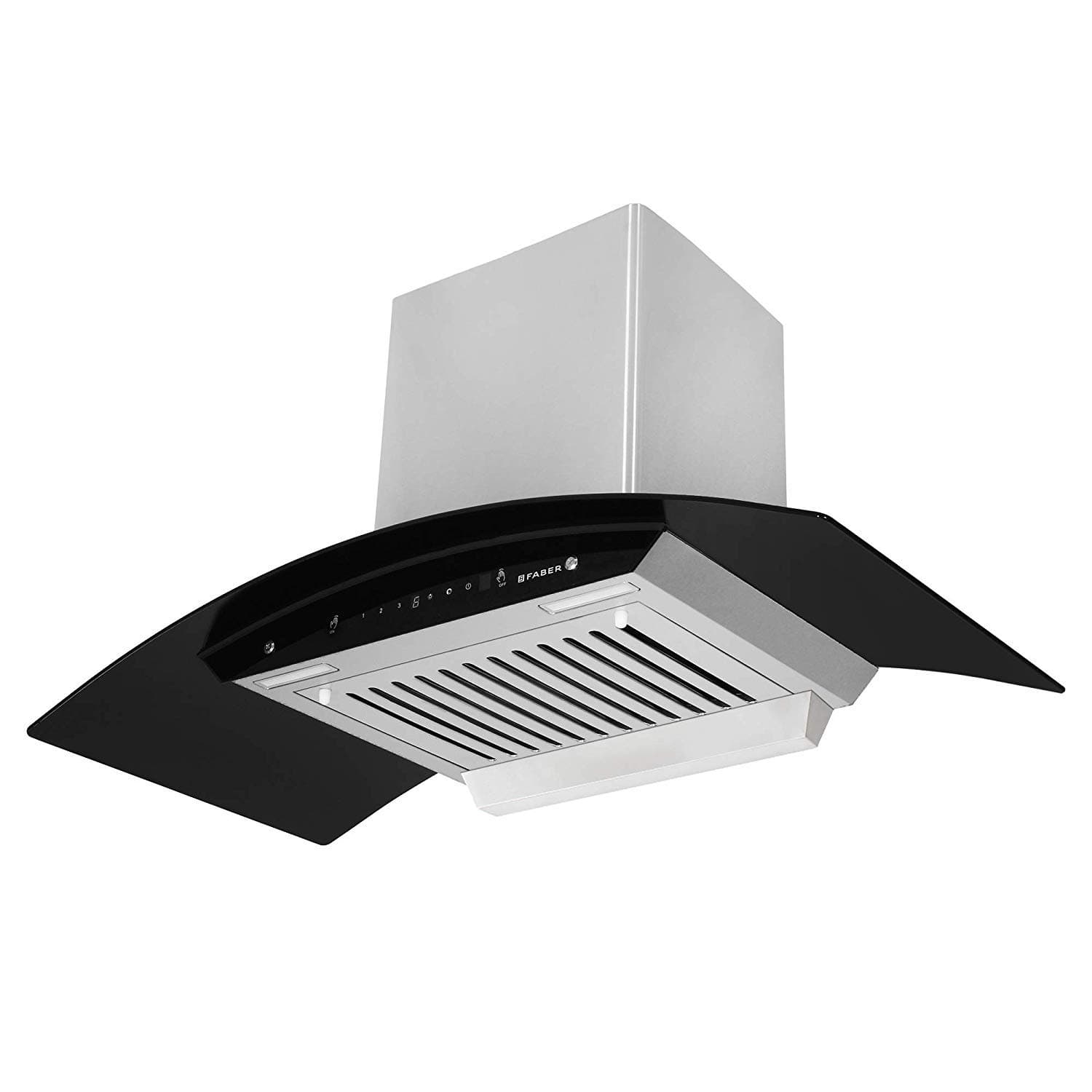 Faber 90 cm 1100 m³/hr Auto-Clean Curved Glass Kitchen Chimney (Hood Zest HC SC SS 90, Baffle Filter, Touch Control, Stainless Steel)