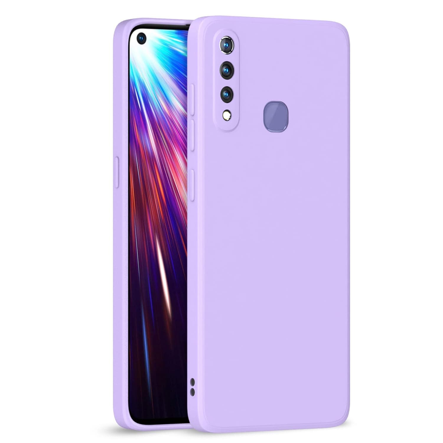 Amazon Basics Back Cover for Vivo Z1 Pro | Shockproof | Soft Matte Liquid Silicone | Camera Protection Bumper Case (Purple)