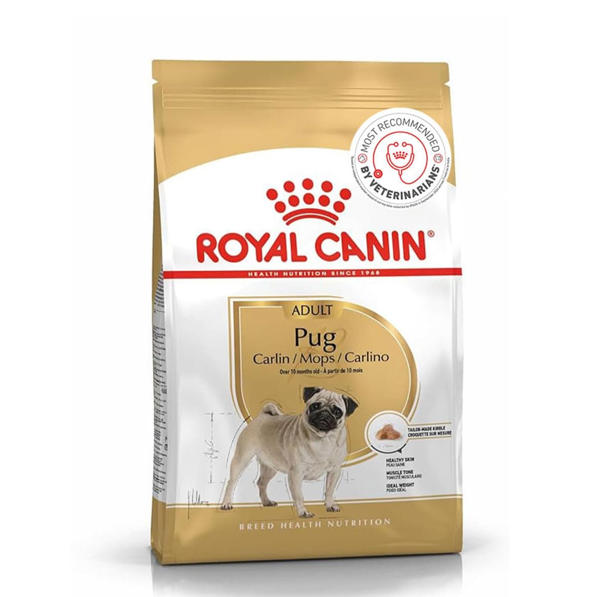 Royal Canin Pug Adult Dog Food, 3 Kg, Dry Food, Supports Healthy Skin & Ideal Weight, Helps to Tone Muscles