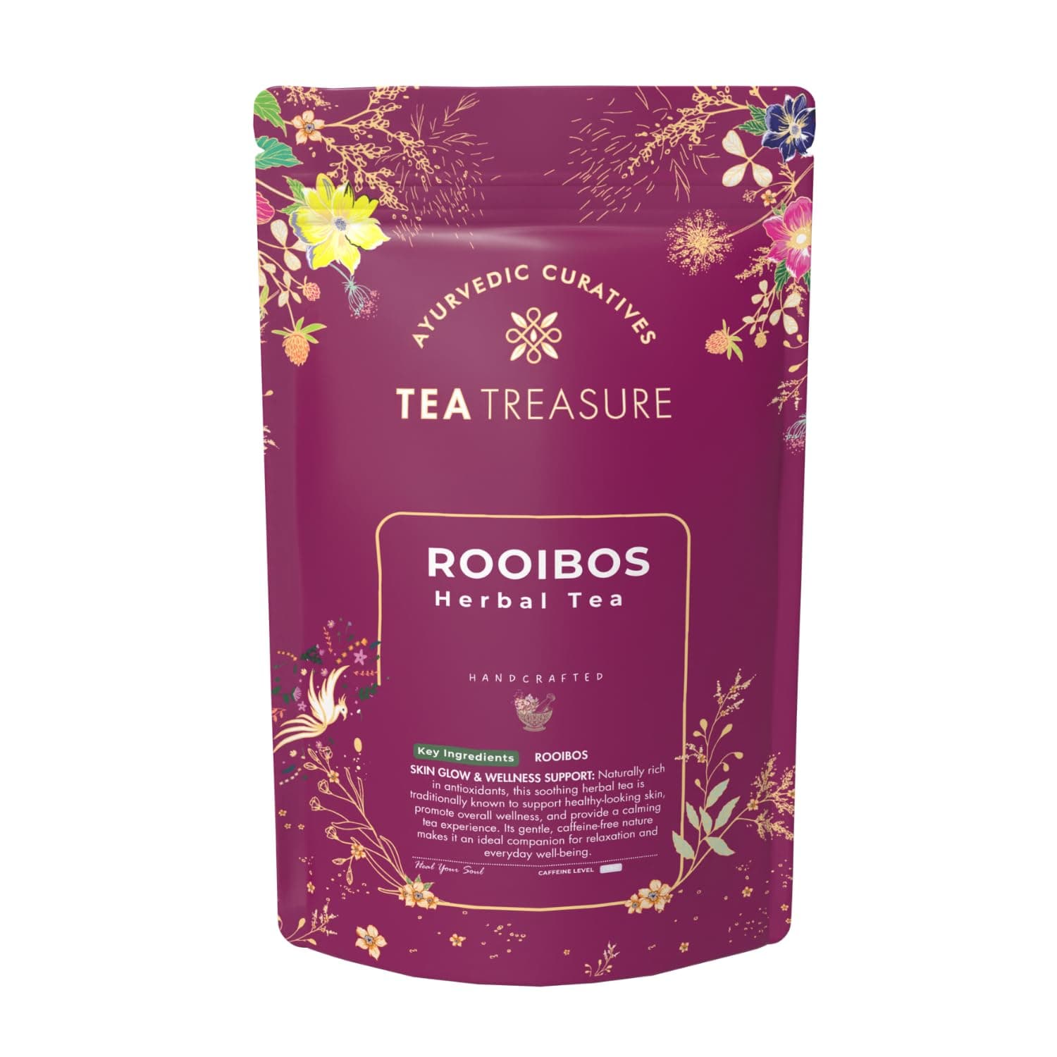 Tea Treasure South African Rooibos Red Tea | Caffeine Free, Rich Antioxidant, helps in Diabetes, Blood Sugar|Improves Skin & Heart Health |Boosts Immunity |100gm