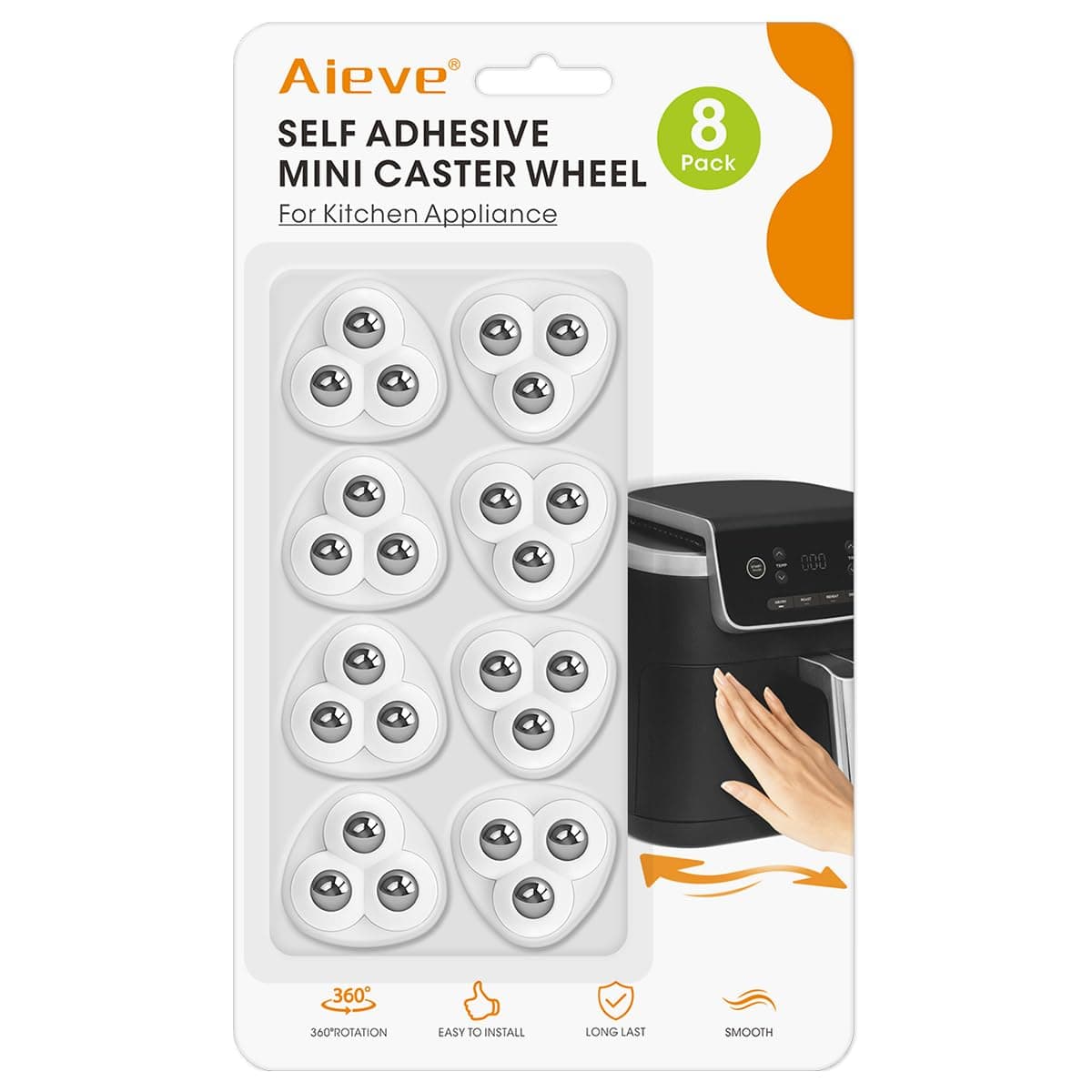 Aieve Appliance Wheels for Kitchen Appliances with 3 Ball Bearings 8 Pack