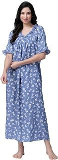 OOMPH! Cotton Blend Nighty for Women's | Night Gown | Nighty | Nightdress | Maxi Dress | Sleepwear | Gown for Women | Nighties | Sleepwear