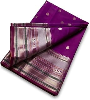 Generic Purple Banarasi Silk Saree for Women with Rich Zari Border and Matching Blouse Piece