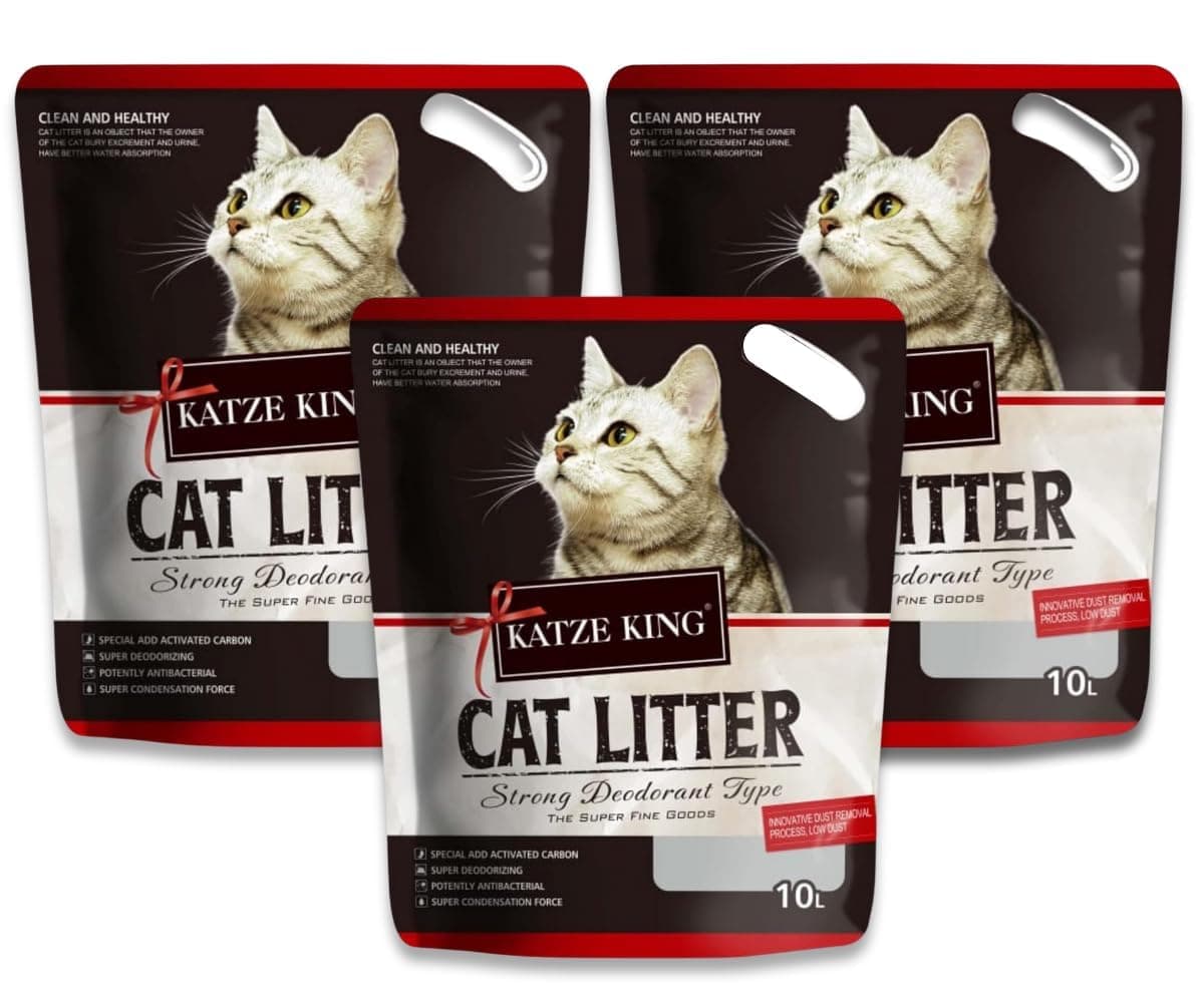 Foodie Puppies Katze King Cat Litter (10l/7kg, Pack of 3) | Strawberry Fragrance Cat Litter Clean Non-Dust Clumping Type Exclusive Scoopable with Odour Control