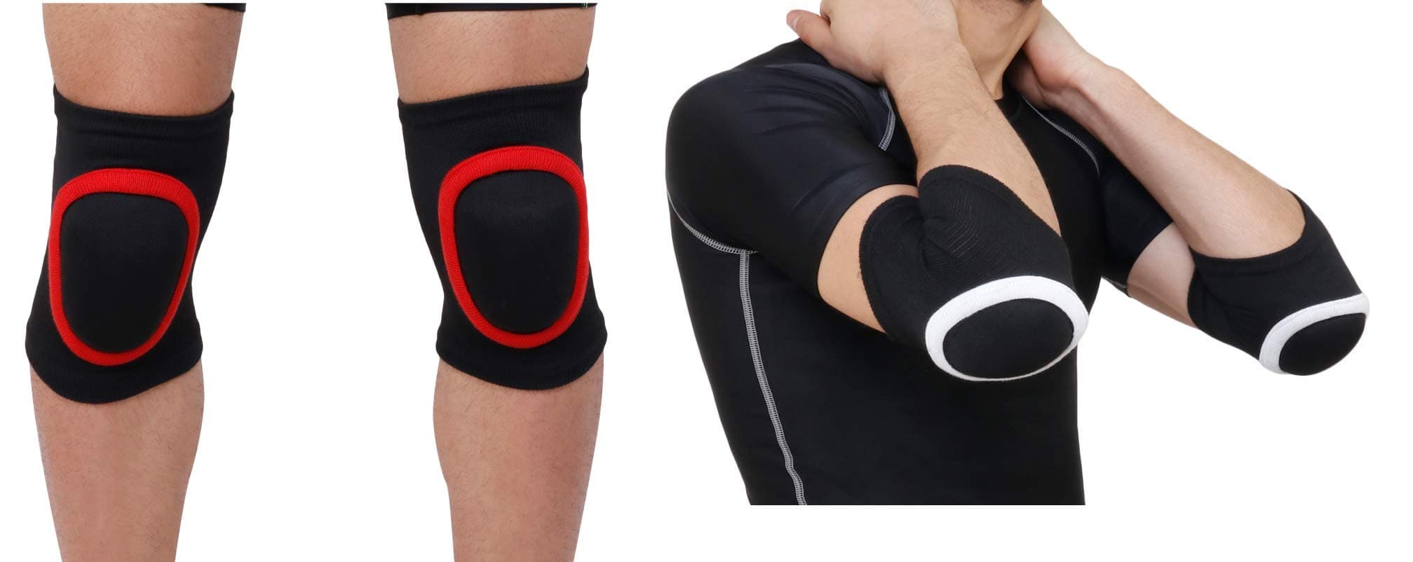 WMX Dancing/Skating/Cycling/Guard Protector Knee & Elbow Pads in Moulded Shape (RED & WHITE COMBO, Youth)