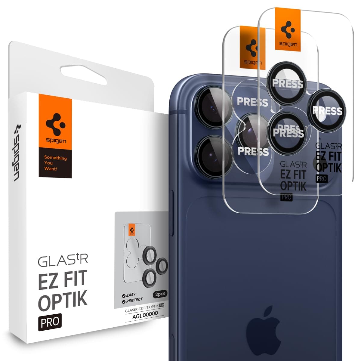 Spigen EZ Fit Optik Pro Tempered Glass Camera Lens Protector Guard for iPhone 17 Pro / 17 Pro Max / 16 Pro / 16 Pro Max / 15 Pro / 15 Pro Max / 14 Pro / 14 Pro Max - Deep Blue [2 Pack]