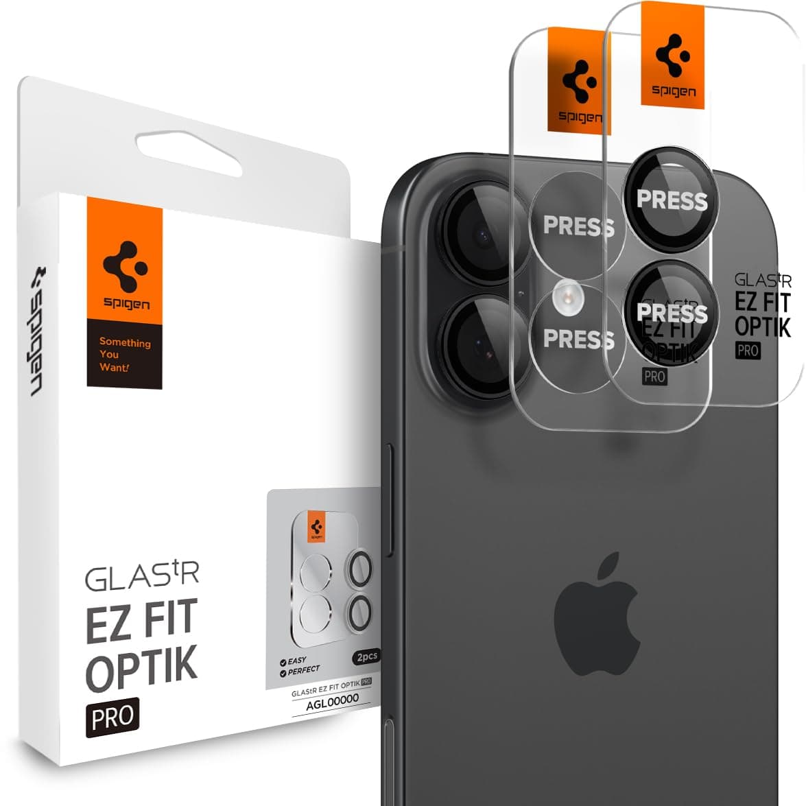 Spigen EZ Fit Optik Pro Tempered Glass Camera Lens Protector Guard for iPhone 17/16 / 16 Plus - Black [2 Pack]