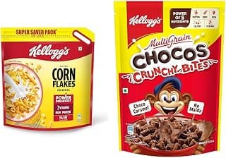 Kellogg's Corn Flakes Original 1.2kg/1.15kg | Power of 5: Energy, Protein, Iron, IMMUNO + Kellogg's Chocolatecrunchy Bites | Source Of Calcium, High In Protein, With 10 Essential