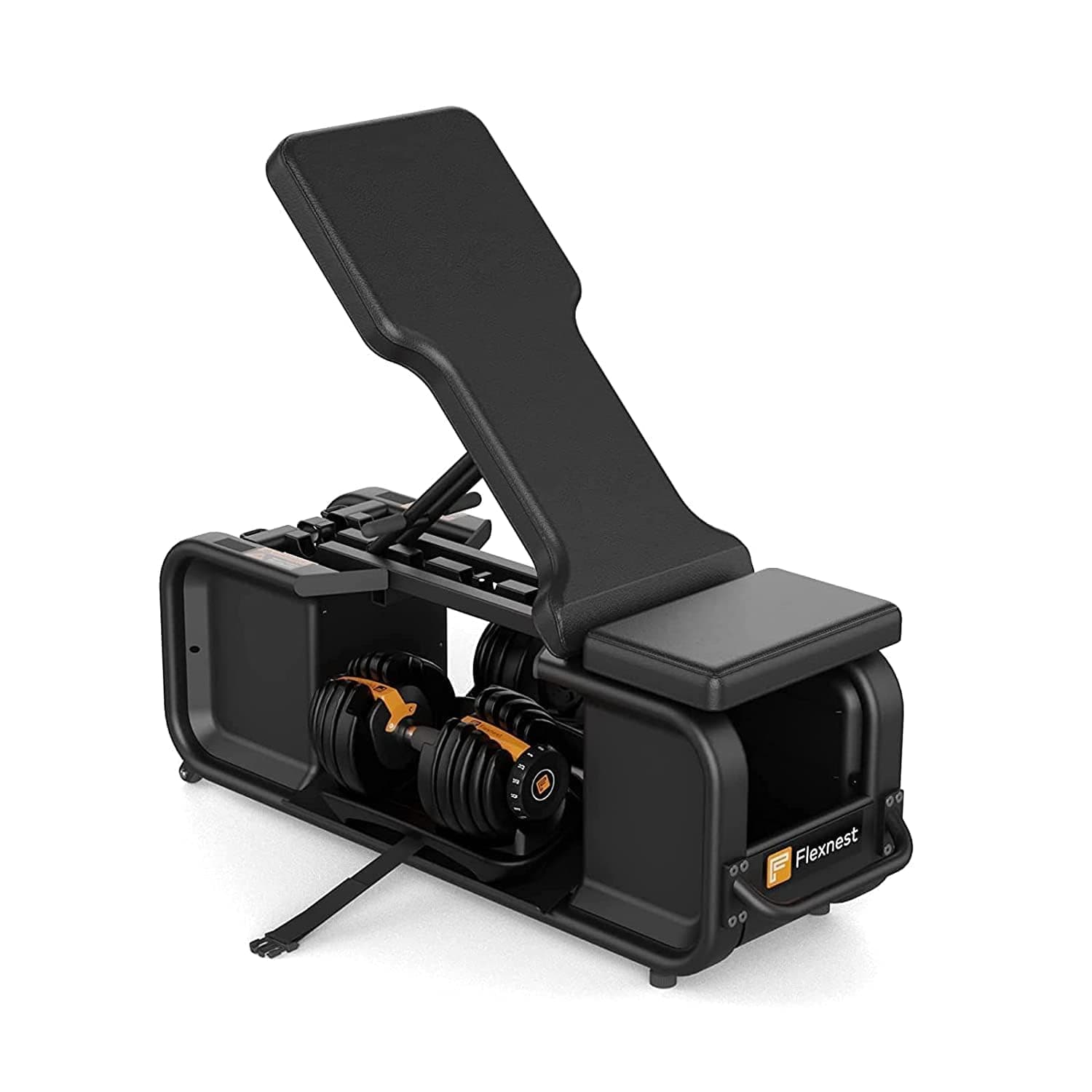 Flexnest Commercial Grade Adjustable And Foldable Gym Bench Incline & Flat 250 Kg Capacity Fitness Gym Bench with Storage For Home Workout,Premium Leather Adjustable Multi-Purpose Machine - Black (Flexbench Pro)