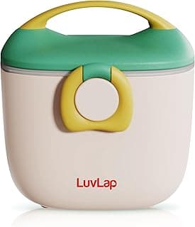 LuvLap Portable Milk Powder Container Green 500ML, Baby Food Container with Spoon, Non-Toxic BPA Free Kids Milk Powder Box with Handle, Anti-Leak Silicone Baby Food Container for Travelling, Green