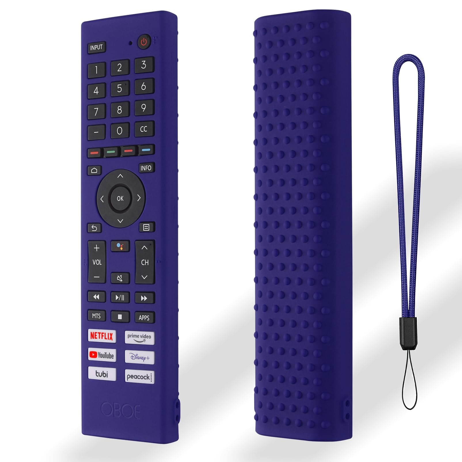 Oboe Silicone Tv Remote Cover Compatible with Hisense Tv Remote ERF380 Hisense Voice Remote Protective Case with Lanyard (B-Dark Blue) [Remote NOT Included]