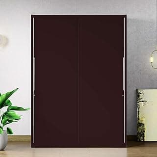 Interio by Godrej Almirah Slide N Store Pro Plus 2-Door Steel Sliding Wardrobe for Clothes (Textured Shell Wine Red), 1-Year Warranty, 7 Shelves, 2 Drawer