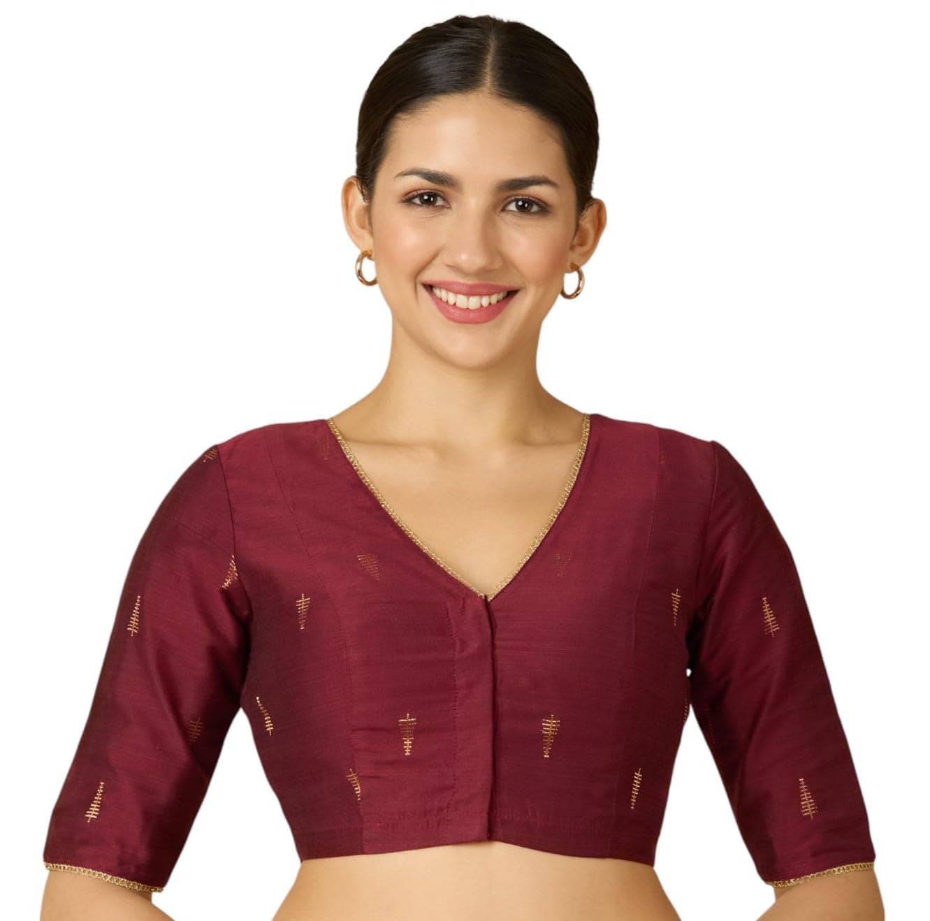 Studio Shringaar Women Cotton blend Half Sleeve Readymade Saree Blouse