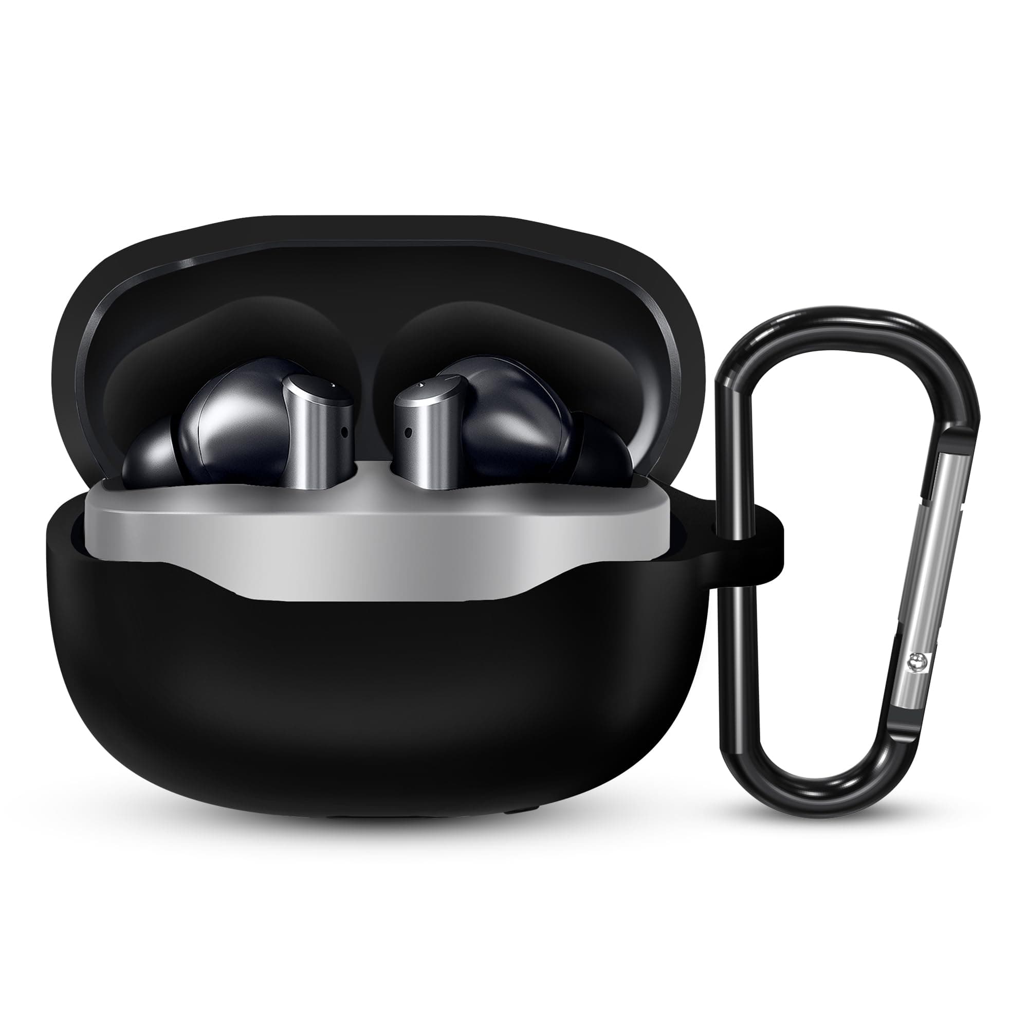 Sounce Premium Silicone Earphone Case Cover Compatible with Boat Airdopes Prime 701 ANC – Shock Absorbing Protective Skin with Soft Anti-Slip Grip, Scratch & Dust Resistant, Front LED Visible (Black)