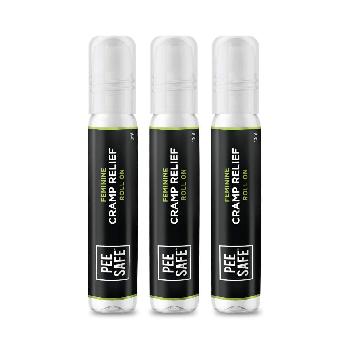 Pee Safe Feminine Cramp Relief Roll on with Ayurveda Extracts | 100% Herbal Period Pain Reliever | Instant Relief in Cramps for Abdomen, Lower Back and Legs | 10 ML Pack of 3