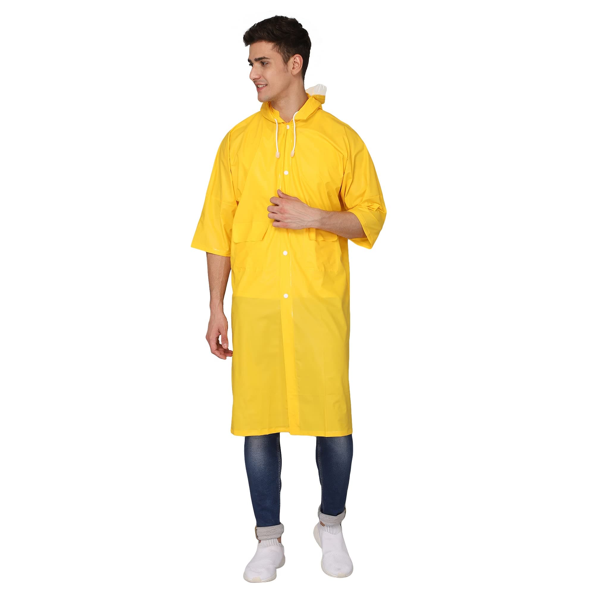 THE CLOWNFISH Raincoat for Men and Women Waterproof PVC Material Longcoat with Adjustable Hood Agro Pro Series